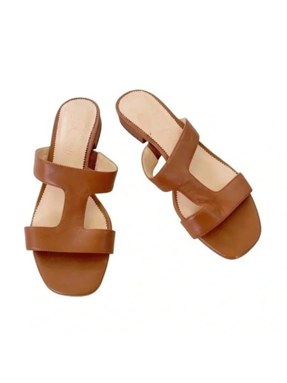 J. Crew Leather Hazel Cutout Flat Sandals Rich Oak Size 8 retail $138